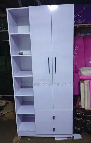 33" × 72" Modern 2-Door Wardrobe With Shelves Drawers