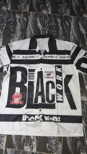 Black White Printed Short Sleeve Shirt