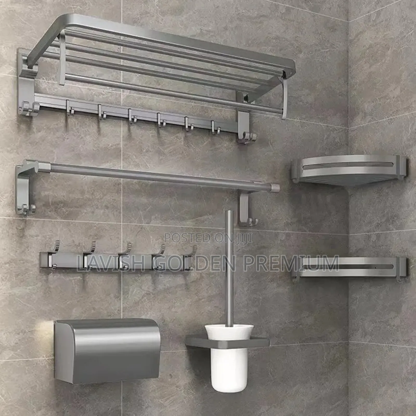 Gray Toilet Accessories Set