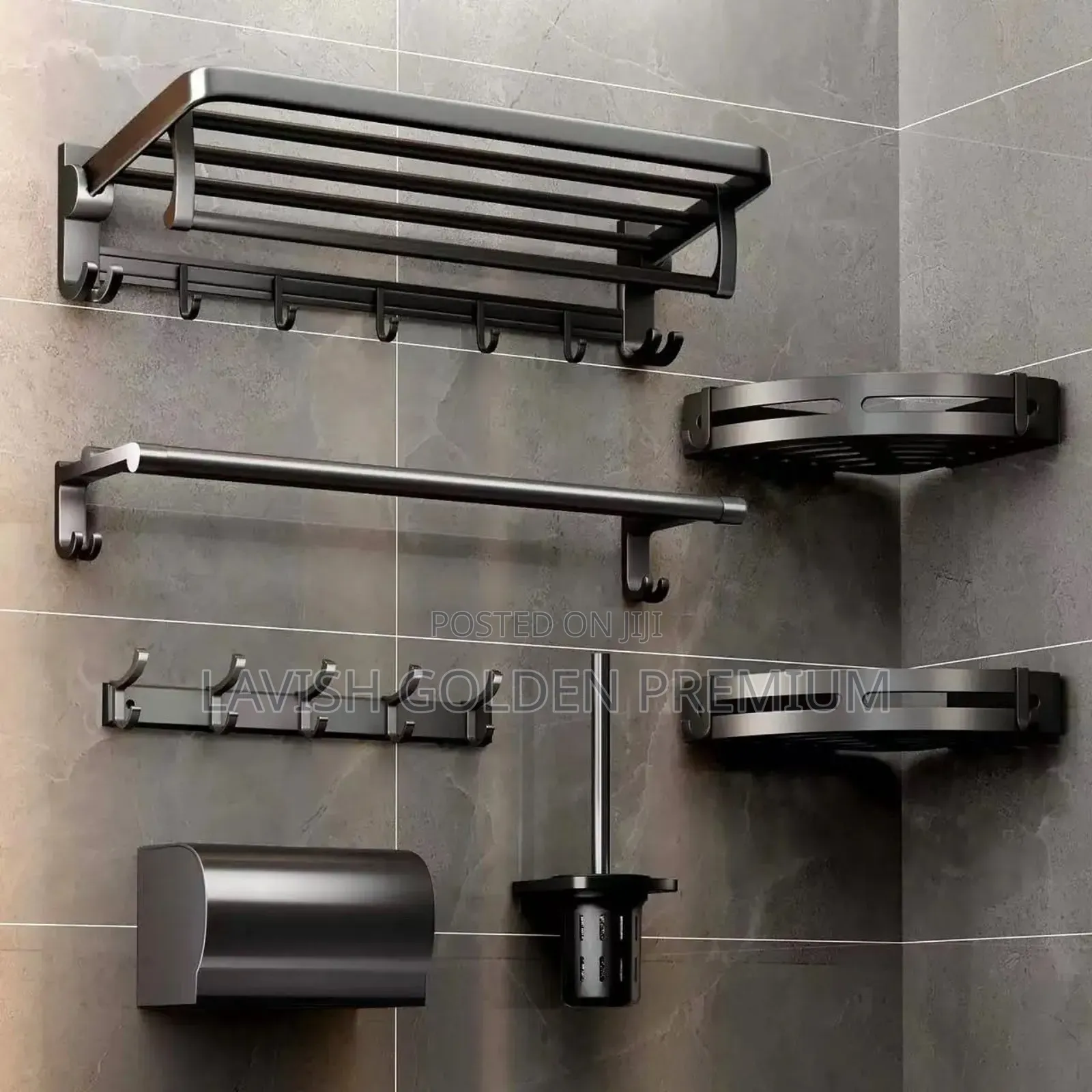 Gray Toilet Accessories Set