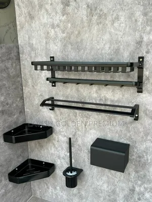 Matte Black Multi-Piece Wall-Mounted Bathroom Accessory Set
