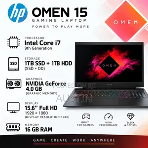 New Laptop HP Omen 15 16GB Intel Core i7 HDD+SSD 1T