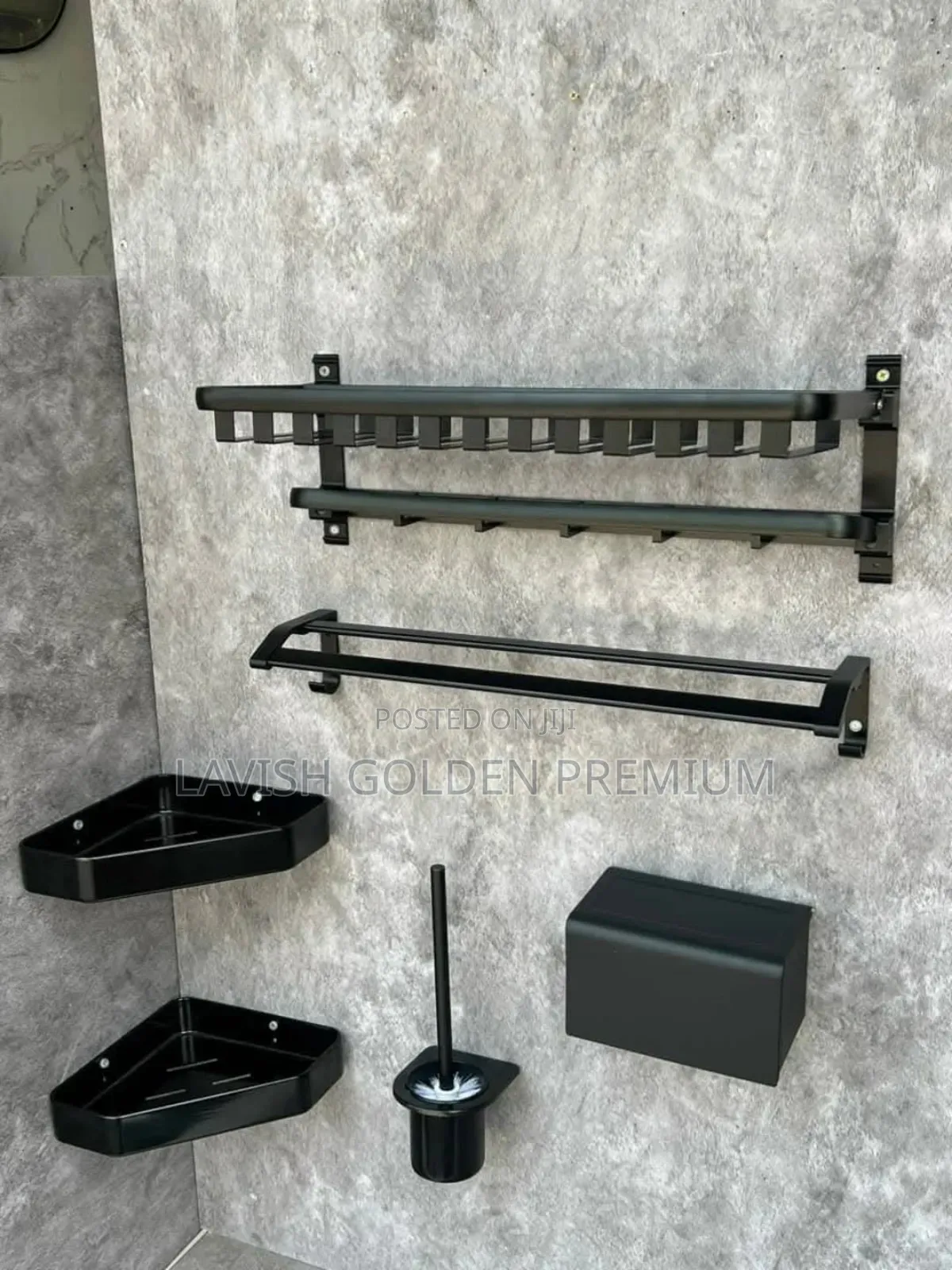 Matte Black Multi-Piece Wall-Mounted Bathroom Accessory Set