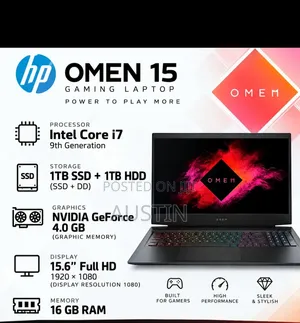 New Laptop HP Omen 15 16GB Intel Core i7 HDD+SSD 1T