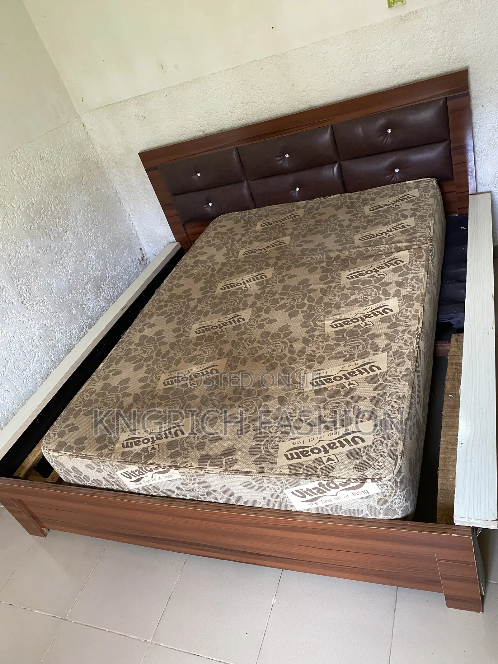 Used Padded Leather Bed Frame - Double Size