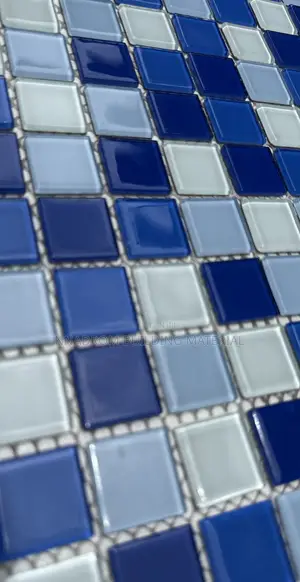 1/1 Three Blues Equal Mixture With White Glass Pool Mosaic