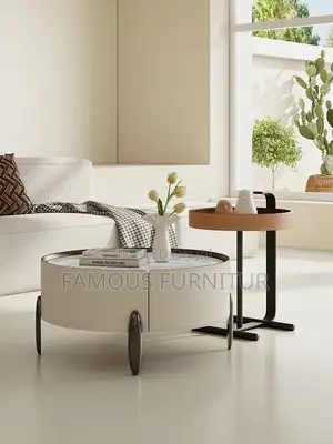 Contemporary 2-in-1 Marble Design Center Table Featuring a Round Table