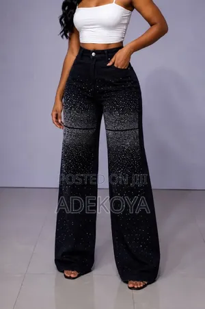 Rhinestone Black Jean
