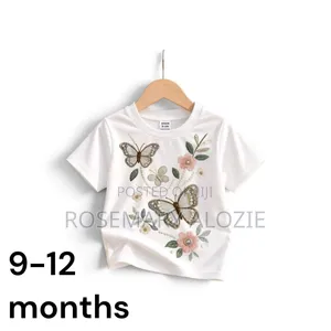 Pretty Butterfly Floral Graphic Toddler Girl T-Shirt (9-12 Months)