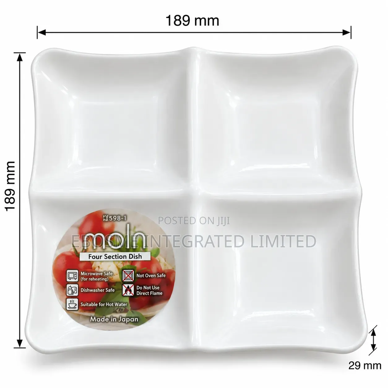 Moln 4-Section Divided Serving Plate – White
