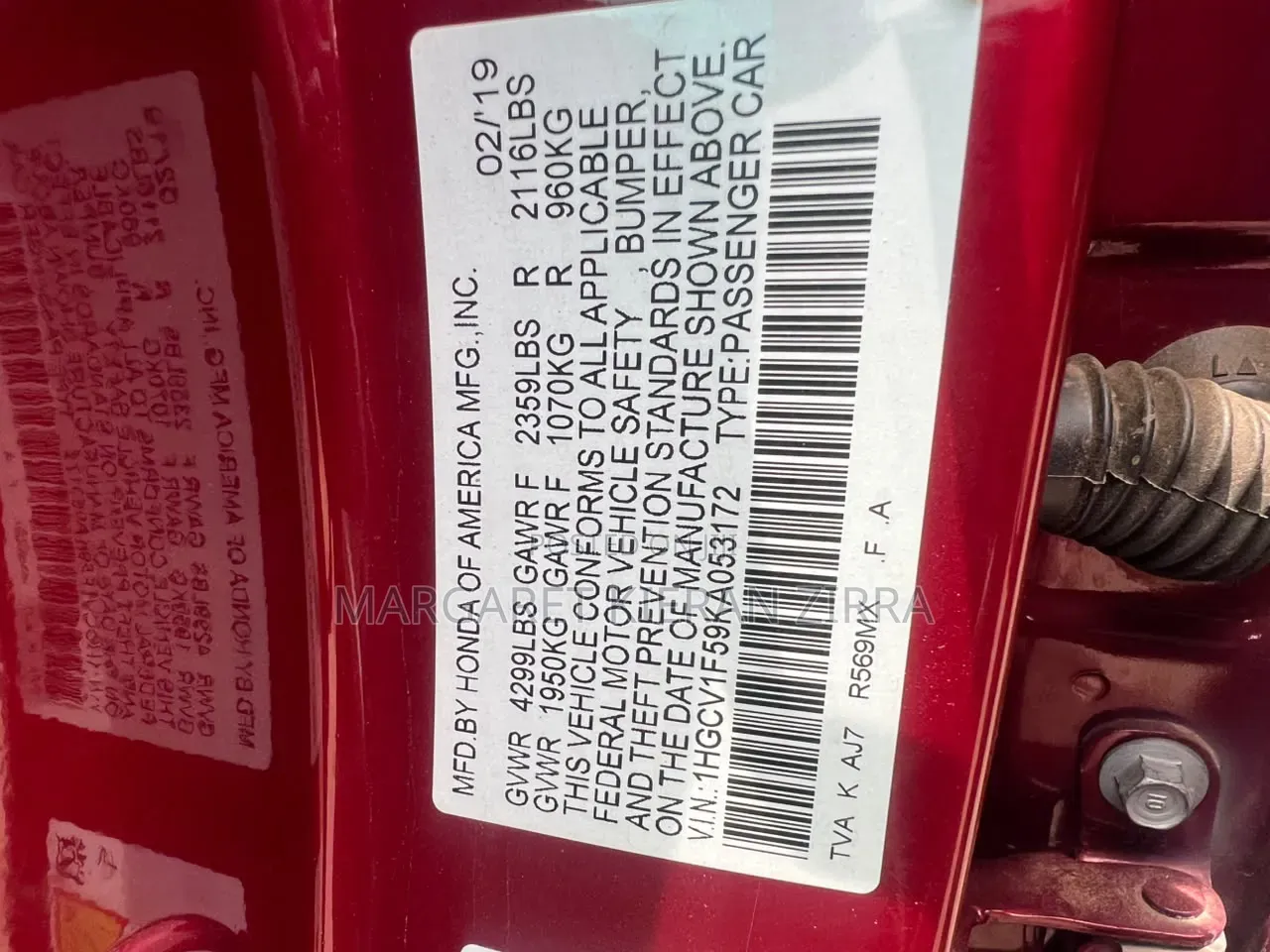 Honda Accord 2019 Red