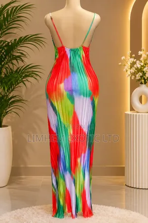 Multicolour Pleated Maxi Dress