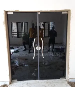 10mm Tempered Black Glass Ante Room Door With Silver Accessories