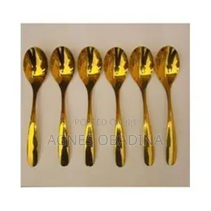 Gold Plated Stainless Steel Table Spoon - 6 PCS