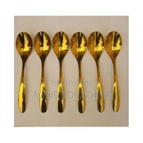 Gold Plated Stainless Steel Table Spoon - 6 PCS