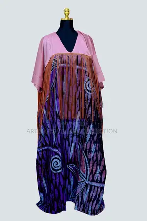 Blush Pink/Purple Spiral Batik Kaftan