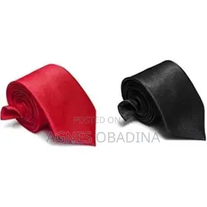 Quality Two Pieces Smart Slim Tie for Men - Black + Red