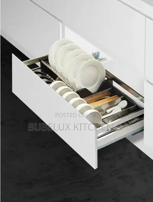 Premium Stainless Steel Kitchen Drawer Dish Rack Organizer