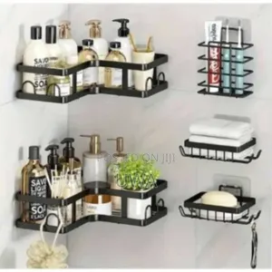 5-Piece Adhesive Wall-Mounted Bathroom Corner Shelf Organizer Set