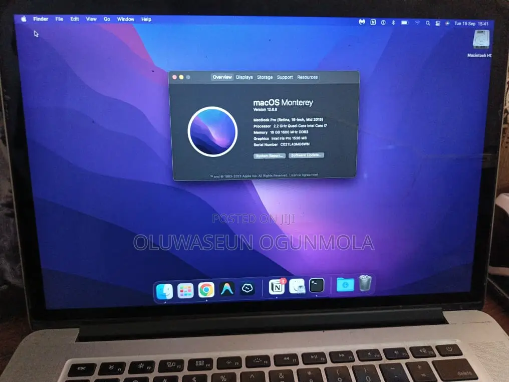 Laptop Apple MacBook Pro 2015 16GB Intel Core i7 SSD 256GB