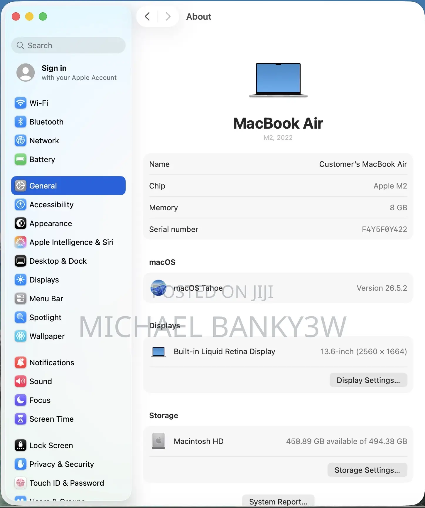 Laptop Apple MacBook Air 2022 M2 8GB Apple M2 SSD 512GB
