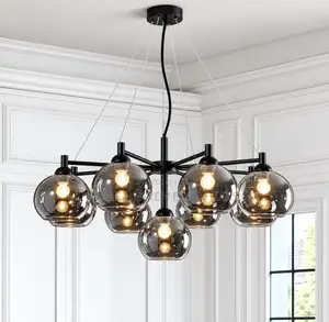 Modern Smoke Grey/Amber Multi Head Glass Cover Chandelier