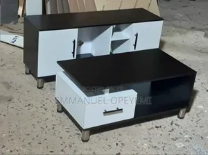 Modern TV Stand Center Table Set – Black and White. 4ft 3ft Long.