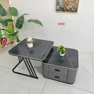 2 in 1 Ceramic/Glass Top Center Table With Cabinet