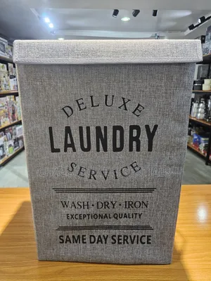 Deluxe Foldable Fabric Laundry Hamper With Lid – ( Grey Brown)