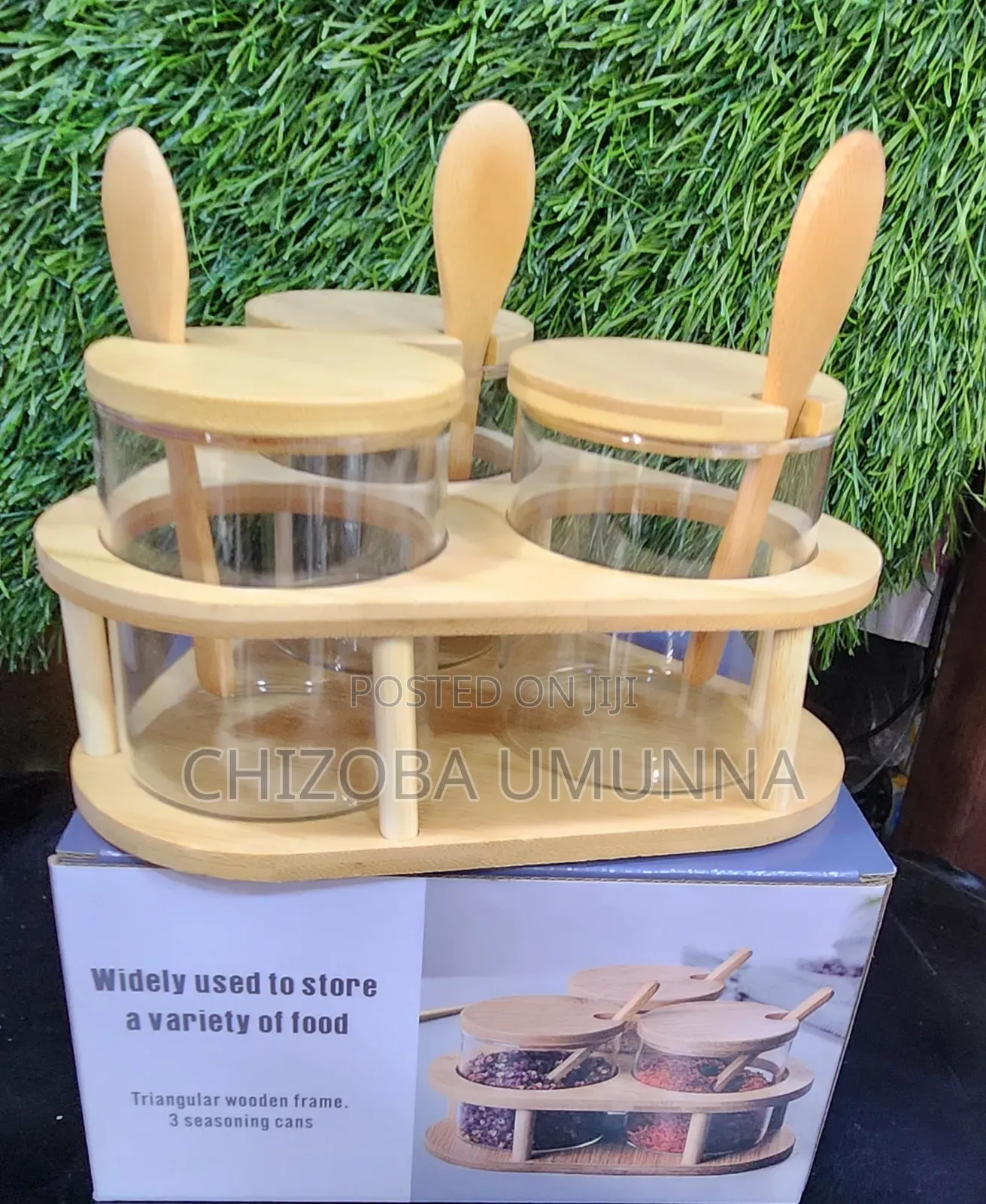 Triangular Wooden 3 Seasoning Can