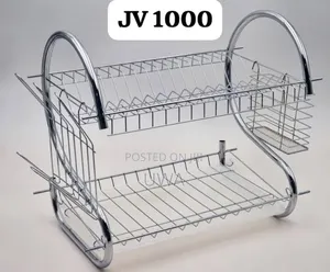 2-Tier Stainless Steel Chrome Dish Rack Drainer Holder