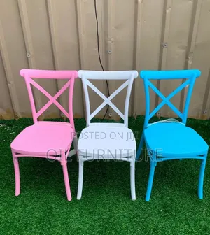 High Quality Plastic Kids Chiavari Chairs – Blue, White, Pink