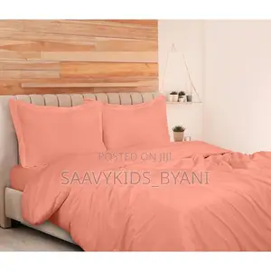 Plain Peach Colored Duvet Set With Pillow Case and Bedsheet