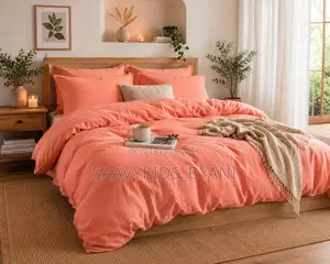 Plain Peach Colored Duvet Set With Pillow Case and Bedsheet