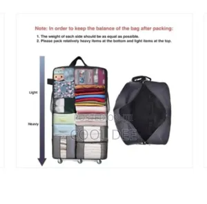 Adjustable Size Traveling Wheeled Duffel Bag + Free Digital Padlock