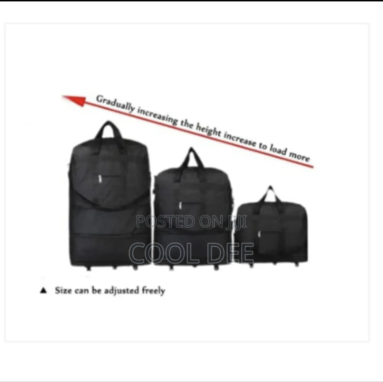 Adjustable Size Traveling Wheeled Duffel Bag + Free Digital Padlock