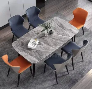6 Seater Marble Dining Table Set - Luxury