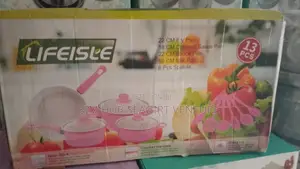 13Pcs LIFEISLE Non-Stick Cookware Set Pink - Fry Pan + Pots