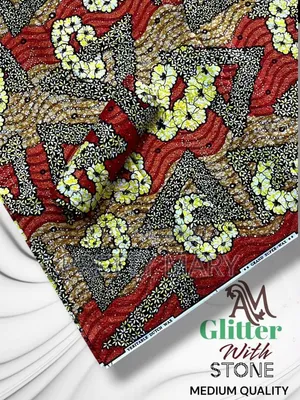Wine Glitter With Stone Ankara Fabric