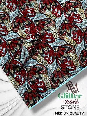 Wine Glitter With Stone Ankara Fabric