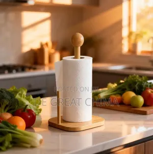 Bamboo Tissue Peper Towel Holder