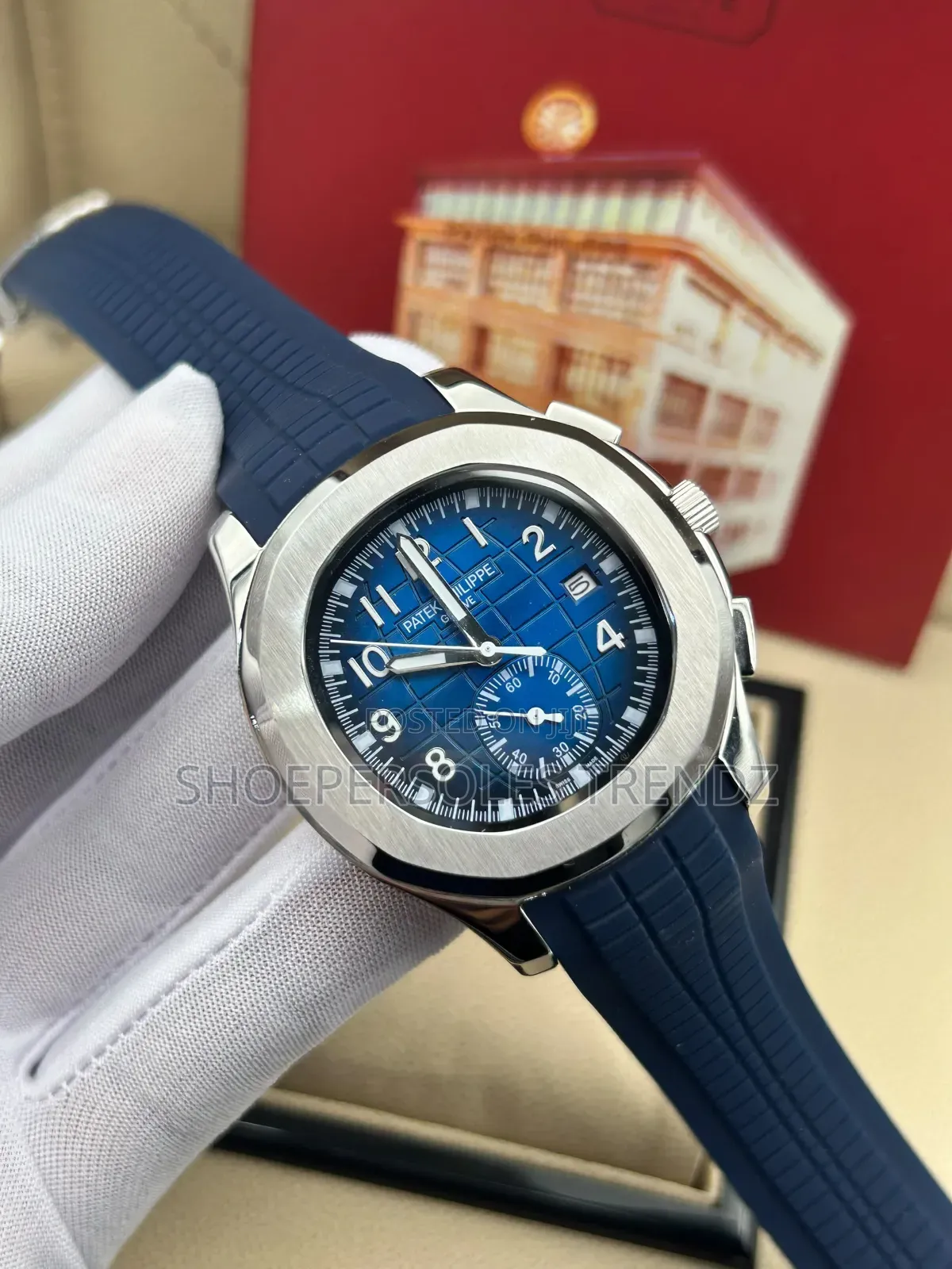 Phillipe Patek Plain and Stoned Frame Rubber Strap.