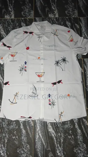 White Printed Short Sleeve Shirt