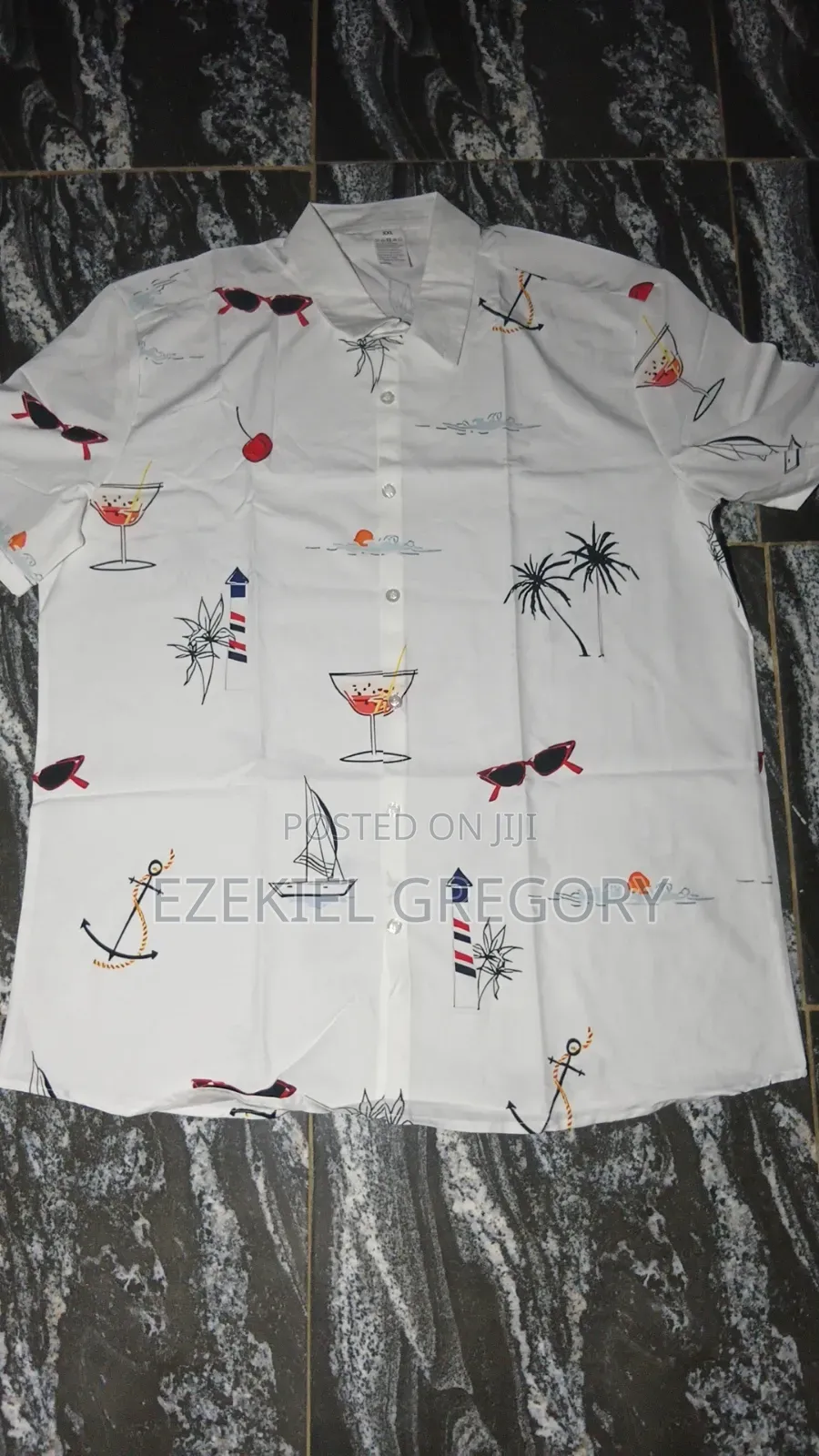 White Printed Short Sleeve Shirt