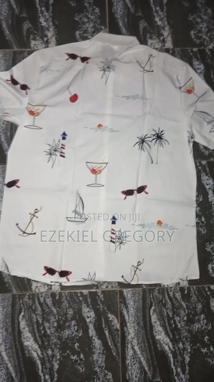 White Printed Short Sleeve Shirt