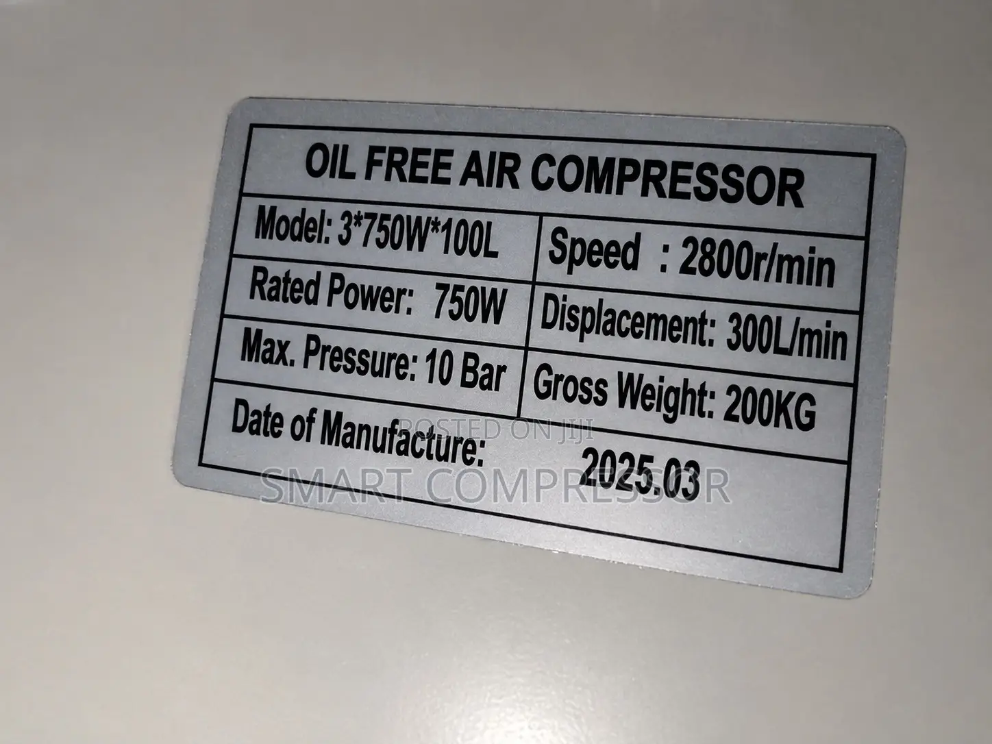 Oil Free Compressor 100liters