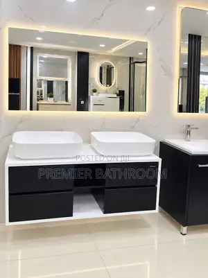Black and White Hanging Cabinets Basin