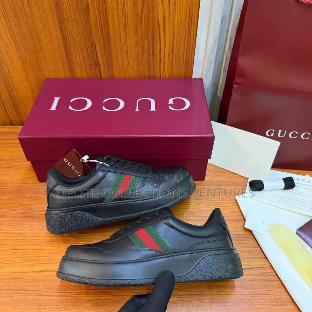 Luxury Update Gucci Men's Chunky Trainers in Black Leather.