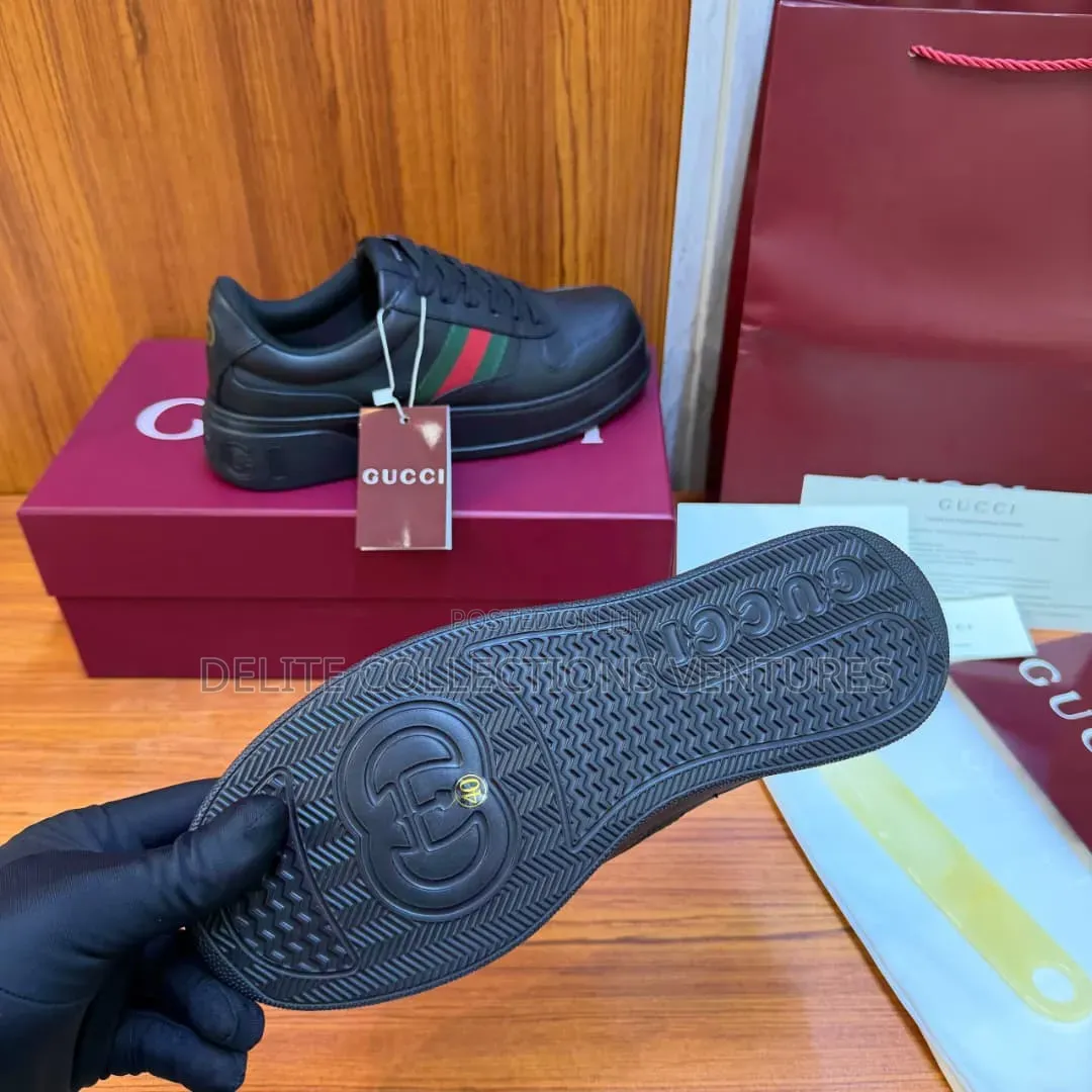 Luxury Update Gucci Men's Chunky Trainers in Black Leather.