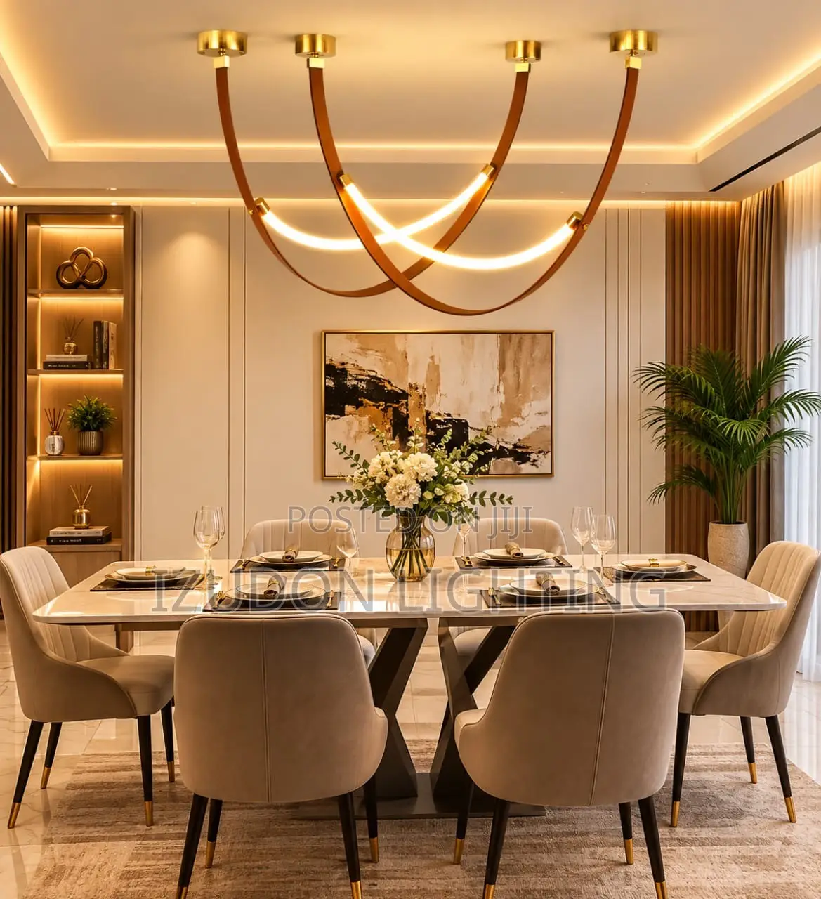 90cm by 90cm Celestial Gold Orbit Chandelier for Your Dining